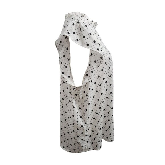 Sweet Rain Womens Short Sleeve Black & White Polka Dot Blouse 2X - Picture 3 of 7